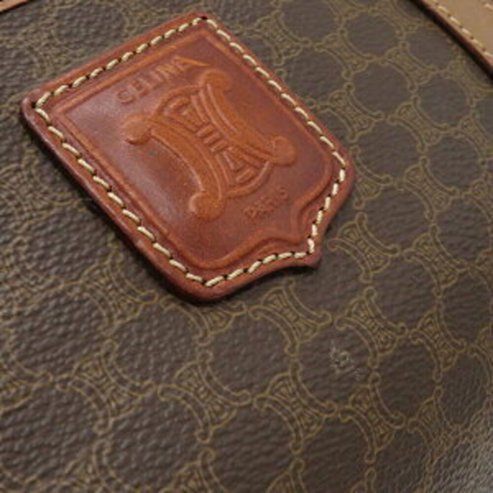 Celine logo Boston bag leather all over Triomphe handbag macadam brown - Picture 8 of 9